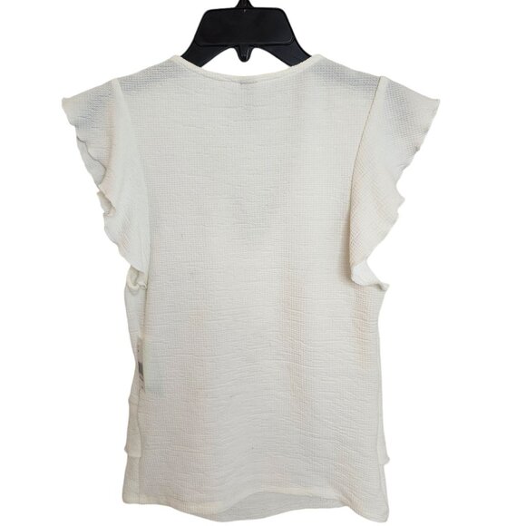 NWT American Rag Top Size Medium White Egret Ruffle V-Neck Sleeveless - Picture 4 of 9